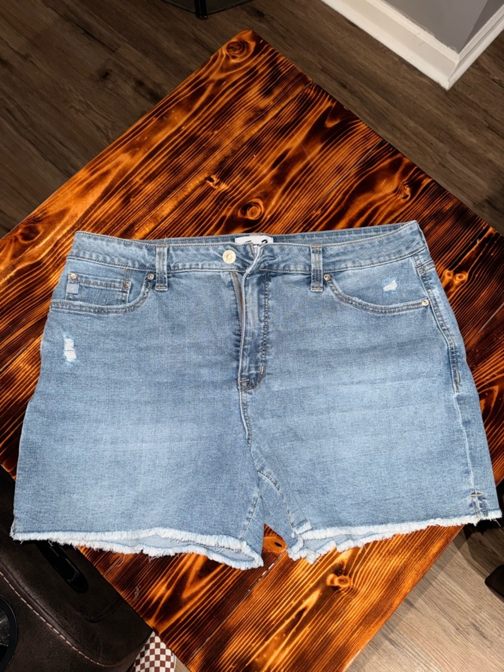 Seven7 Light Blue Distressed Denim Shorts